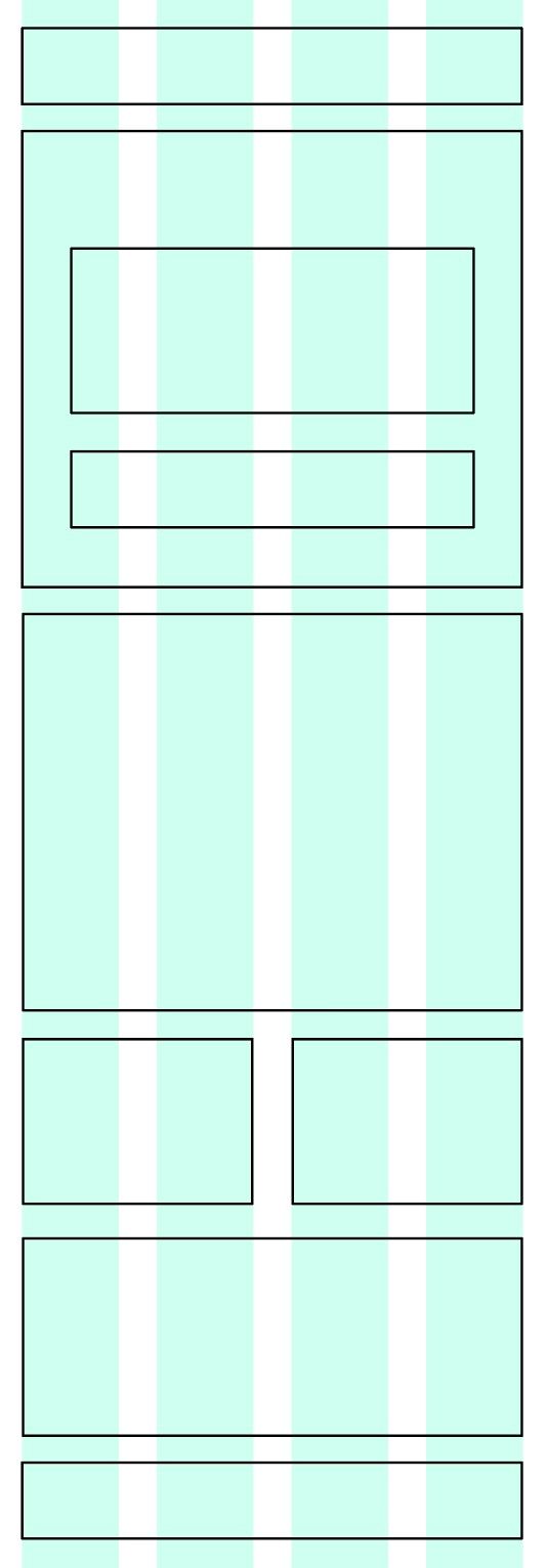 Site wireframe drawn over a
narrow 4-column 'grid'